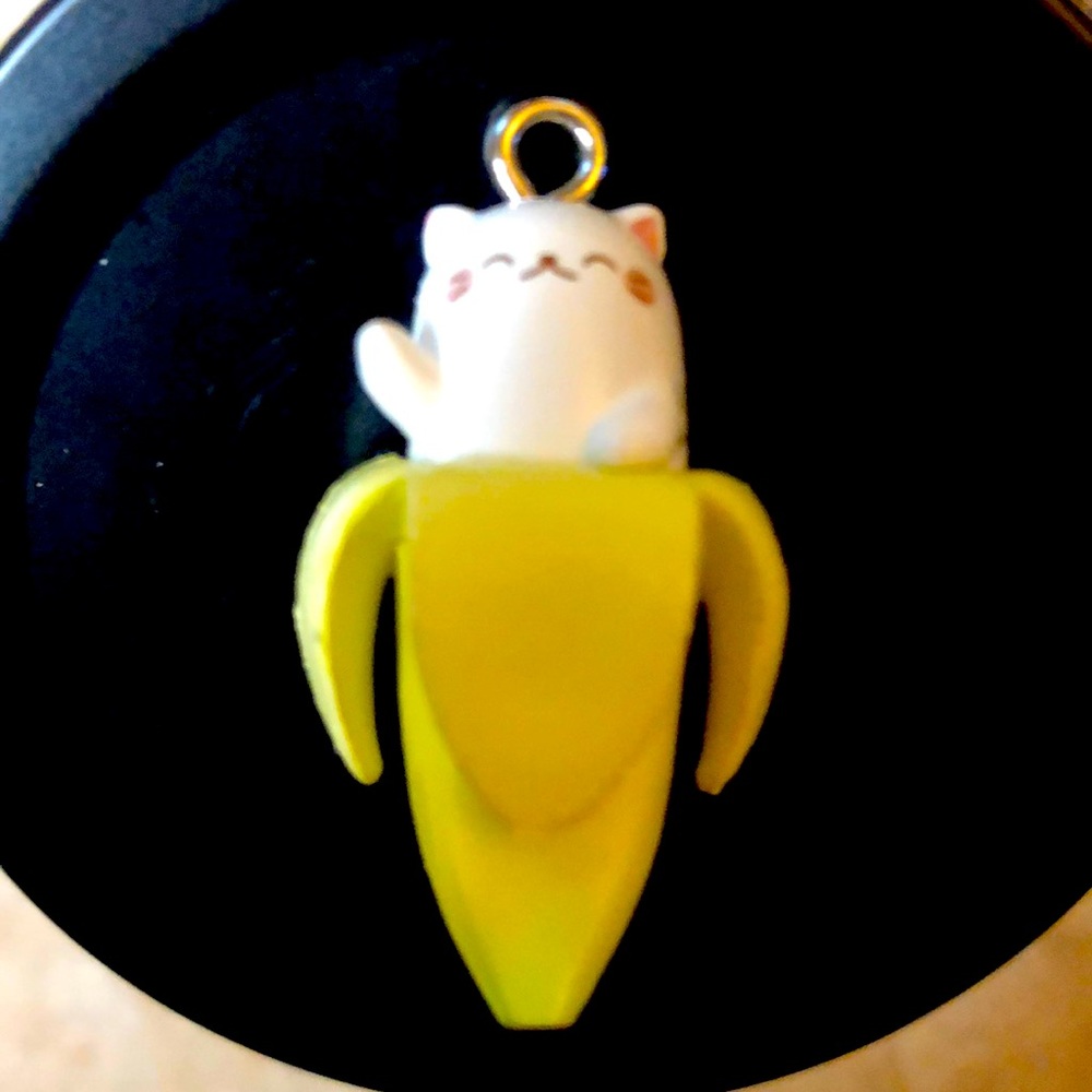 Bananya White Cat Banana Charm Cute Banana Cat Charm